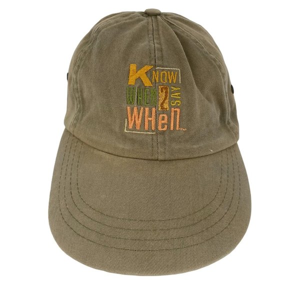 Budweiser Hat‎ Know When To Say When Khaki Adjustable Lightly Distressed Cap - Picture 1 of 9